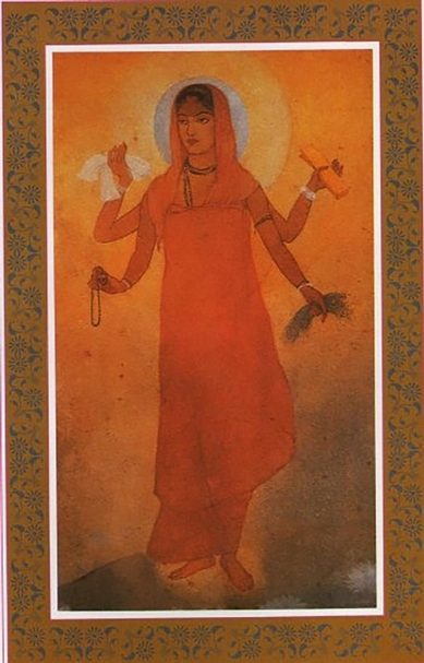 泰戈爾的姪子阿巴寧拉斯.塔戈爾(Abanindranath Tagore)所繪的《母神》(Bharat Mata,1905)。(圖片來源:Wikipedia)