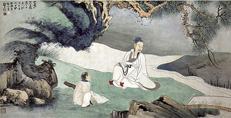 張大千1944年作〈松溪覓句圖〉，50×96.5公分。（圖／陝西歷史博物館）