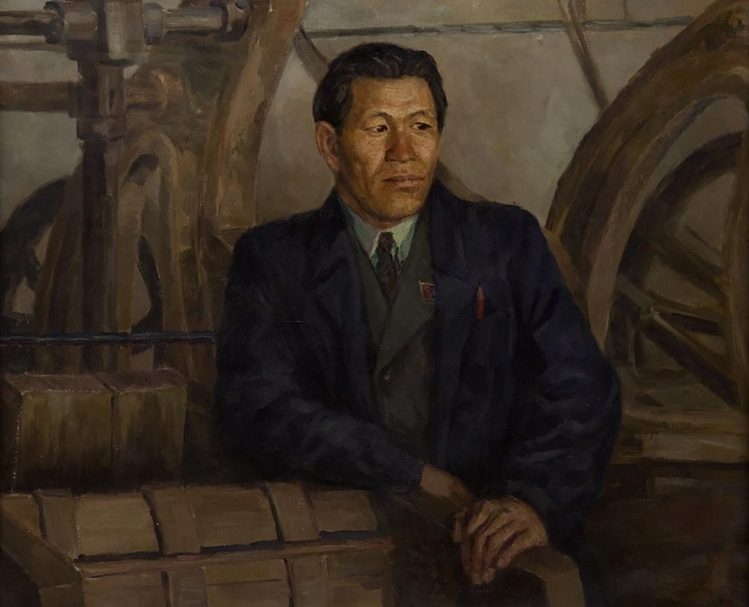 于爾金吉.雅丹蘇仁,《噴薩格.歐其爾》(Puntsag-Ochir),油彩畫布,84x69cm,1953。(© Mongolian National Modern Art Gallery)