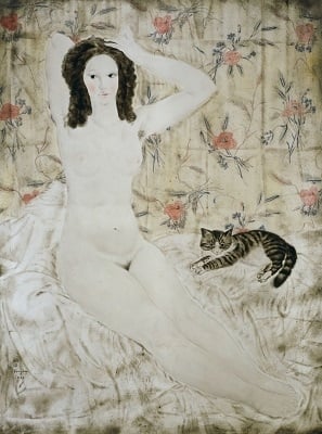 藤田嗣治（Léonard Tsuguharu Foujita），《掛毯前的裸女》（Nude with Tapestry），126×96cm，1923，東京國立近代美術館。（© Fondation Foujita / ADAGP, Paris & JASPAR, Tokyo, 2017 E2833）
