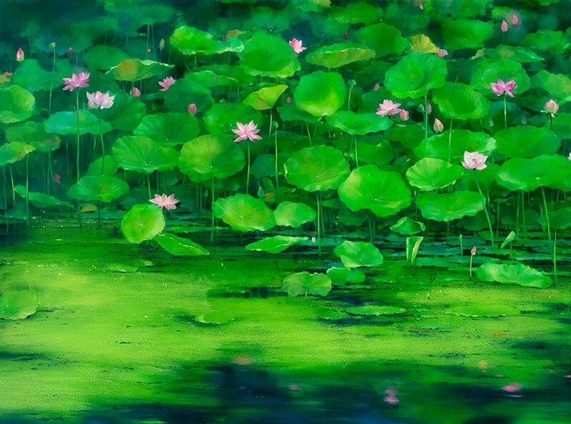 沈東榮,荷語,194x259cm,2014,油畫。