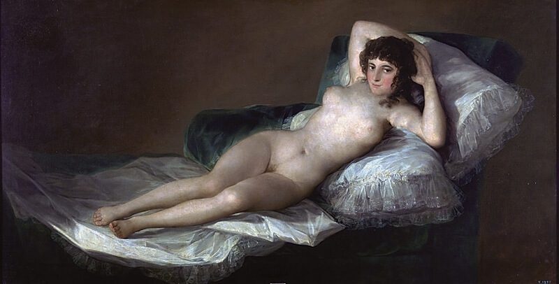 哥雅《裸體的馬哈》． 油彩、畫布．97×190 cm．1797-1800。