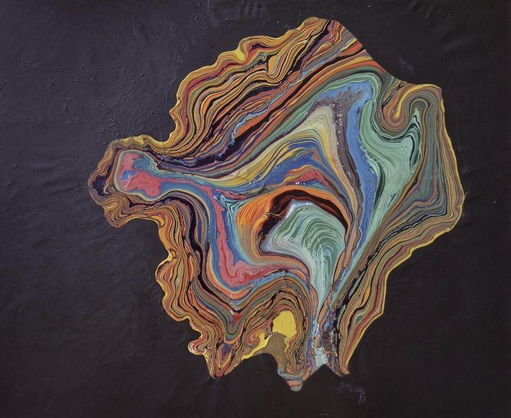 嶋本昭三《無題SHIM-124》．壓克力、漆、於畫布．160.1×196.3 cm．1965。圖／白石畫廊