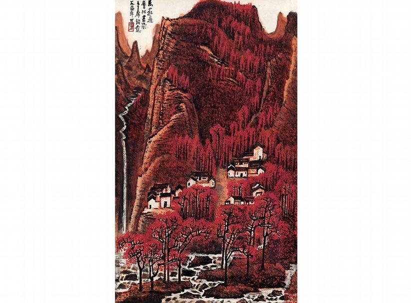 中國嘉德2015秋拍李可染〈萬山紅遍〉,11月15日以人民幣1.84億元成交。圖╱中國嘉德。