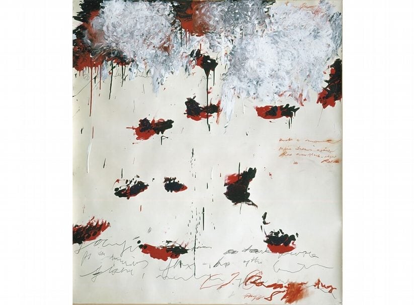 湯伯利Cy Twombly│烈焰花瓣Petals of Fire acrylic paint, oil stick, pencil, color pencil on paper 144x128cm 1989 © Cy Twombly Foundation / Courtesy Cy Twombly Foundation