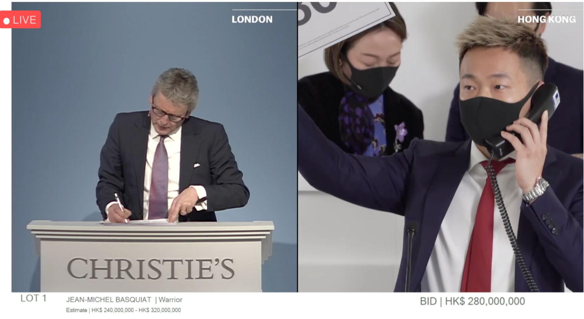 佳士得「勇者無懼」專場採全球線上同步直播。（擷取自佳士得直播網頁）