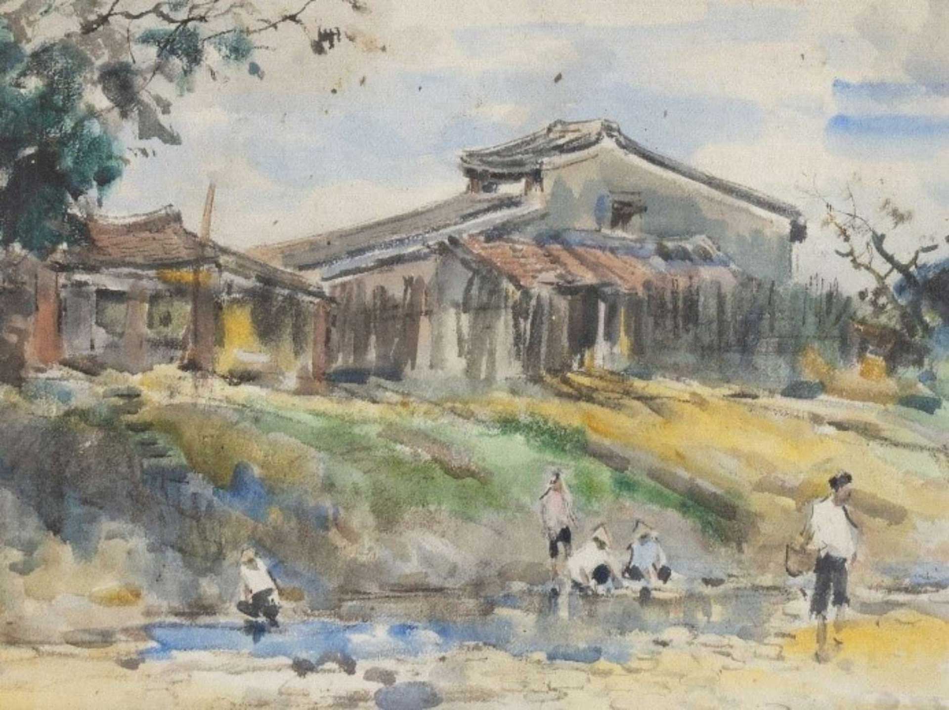 新竹市民富國小保存的石川欽一郎作品。（新竹市文化局提供）