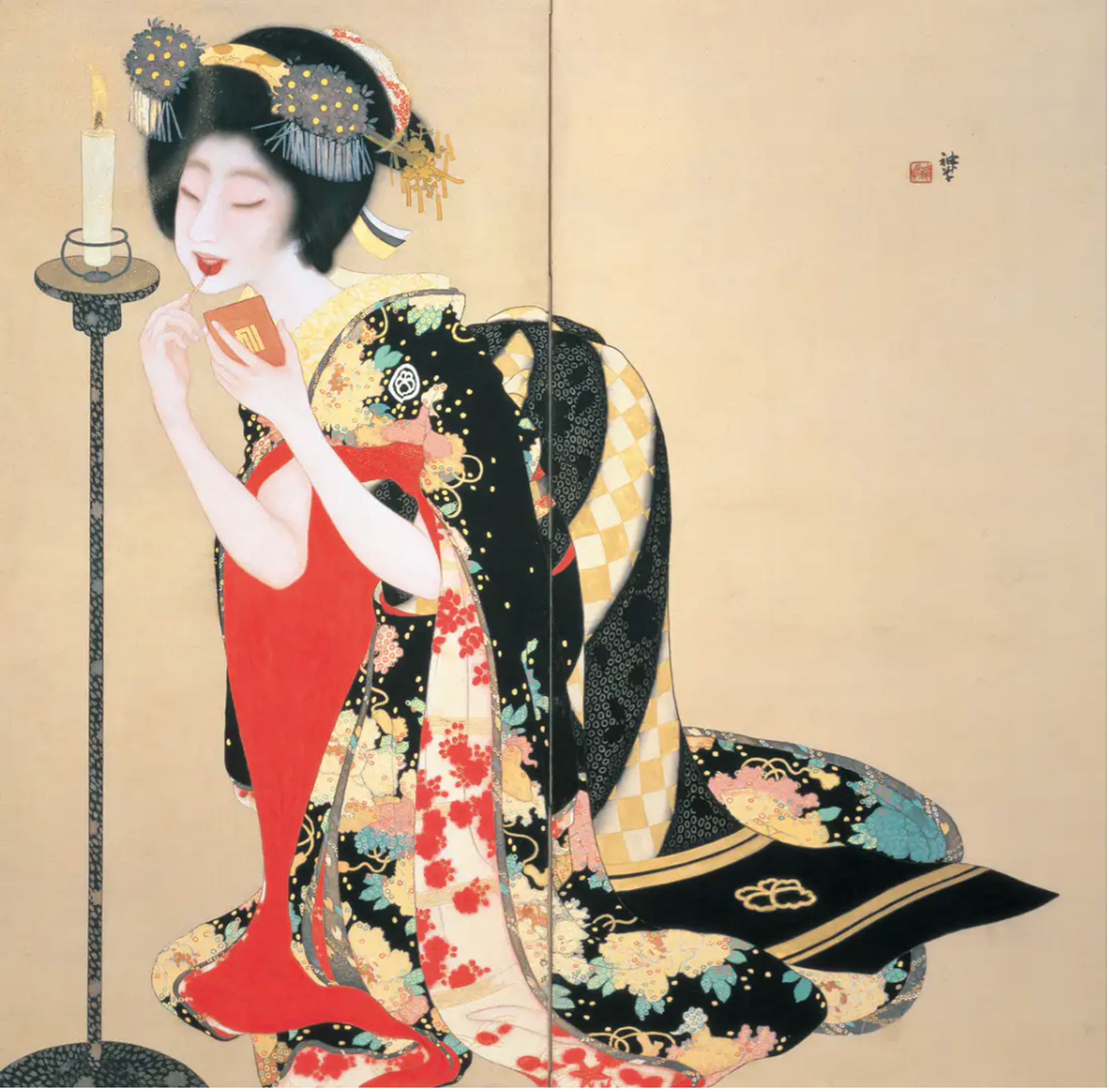 岡本神草《口紅》，1918年，京都勢力藝術大藝術資料館。（圖片來源／美術手帖）