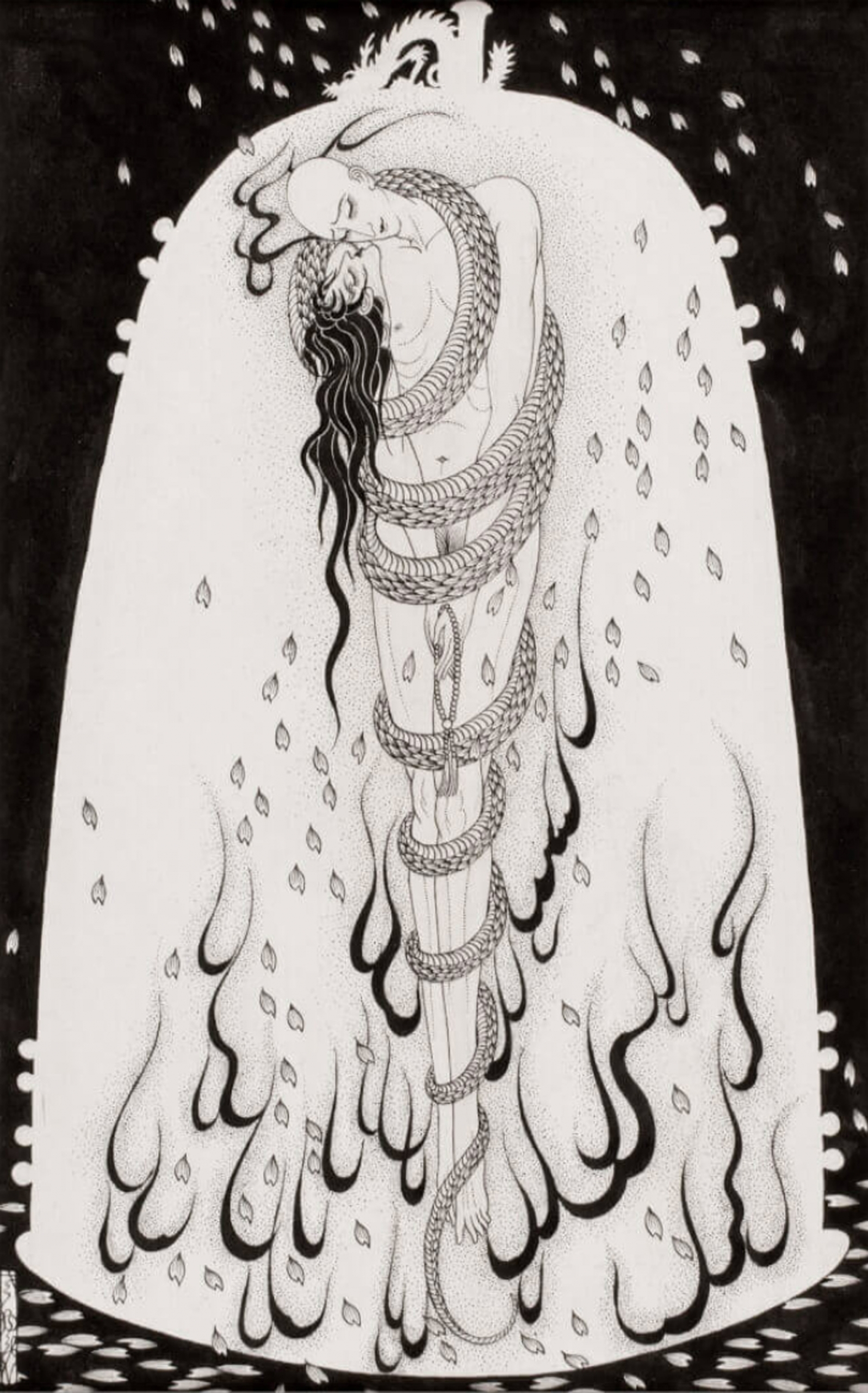 橘小夢《安珍與清姬》，1926年，弥生美術館。（あやしい絵展提供）