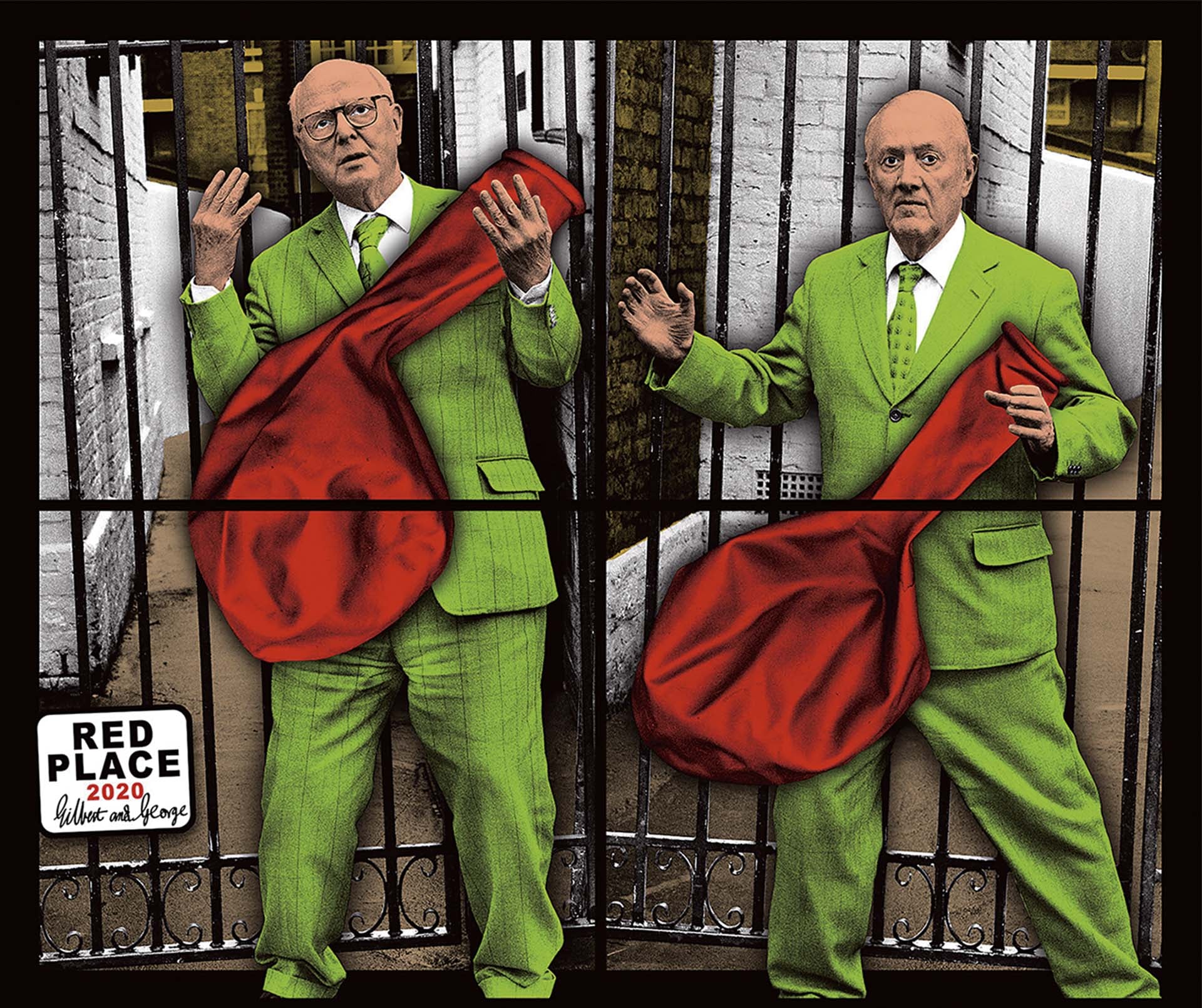 吉伯特與喬治，《RED PLACE》，複合媒材，127×151 cm，2020。（© Gilbert & George. Courtesy the artist and Lehmann Maupin, New York, Hong…
