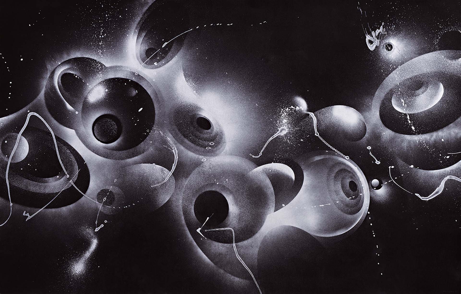 鈴木展，《Photon Flux #05》，紙上銀墨與墨，100×157cm，2021。（台北國際藝術博覽會提供）