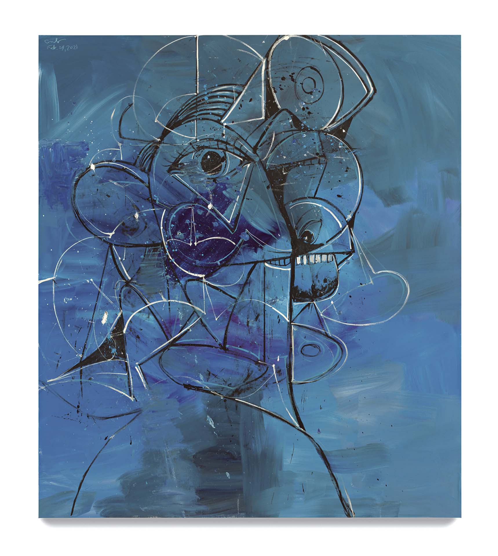 喬治．康多，《Blues in D flat》油彩、麻布，203.2×177.8cm。（攝影／Lance Brewer ，© George Condo courtesy of Tian & Ran and Hauser &…