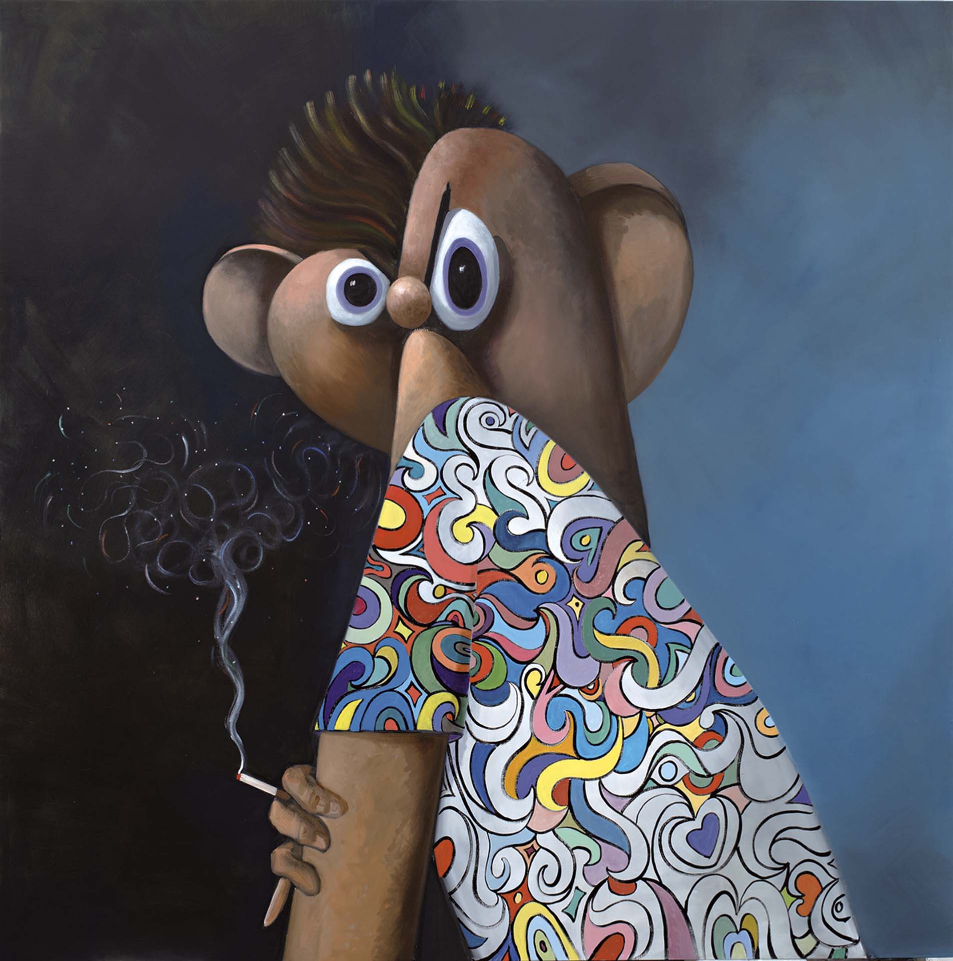 喬治．康多，《Lost in Time》，油彩、麻布，289.6×289.6cm，2018。（攝影／John Berens，© George Condo，豪瑟沃斯畫廊提供）