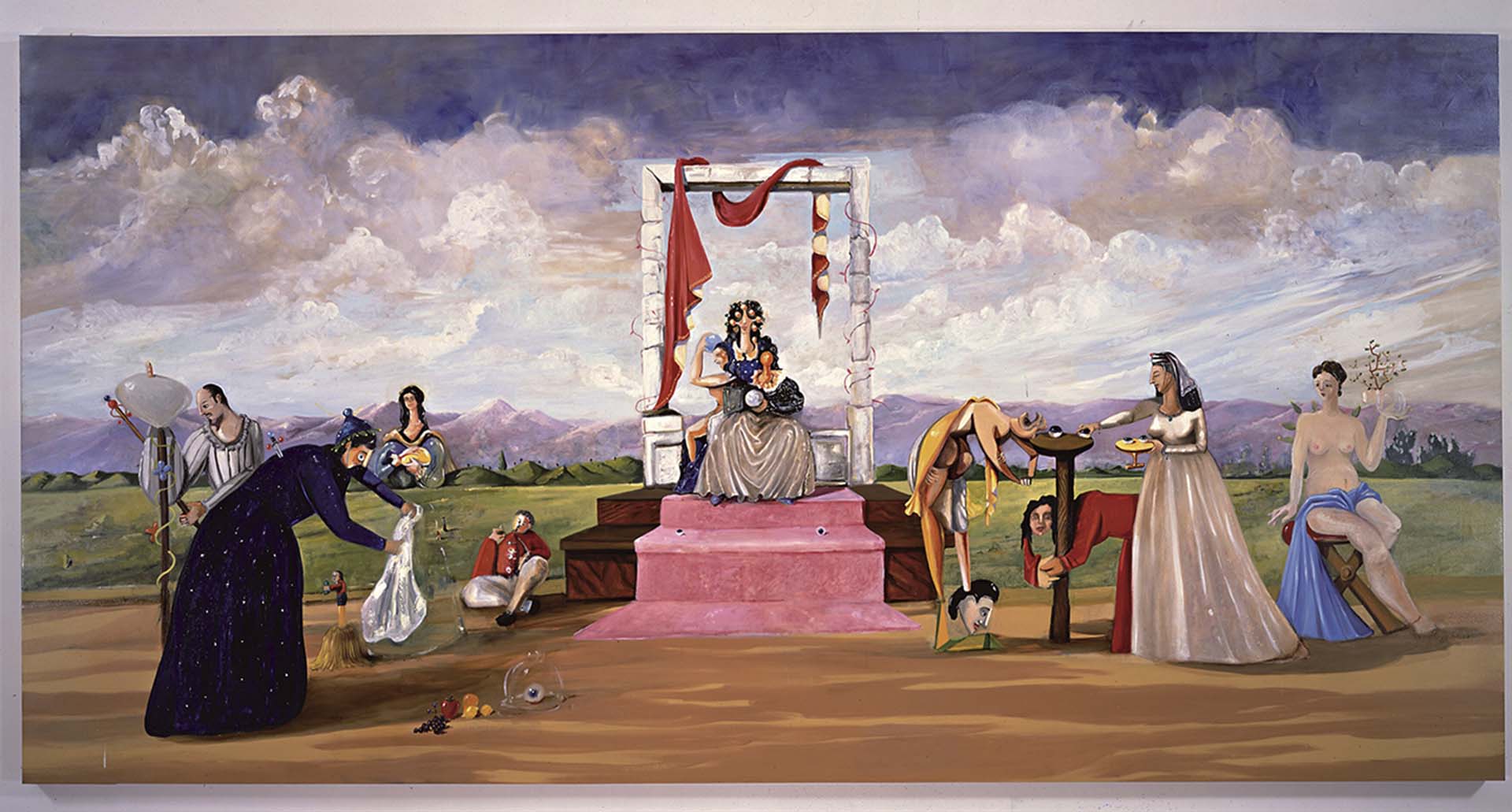 喬治．康多，《Visions of St. Lucy》，油彩、 畫布，223.5×443.2cm，1992–93。（攝影／Ellen Page Wilson，© George Condo，豪瑟沃斯畫廊提供）