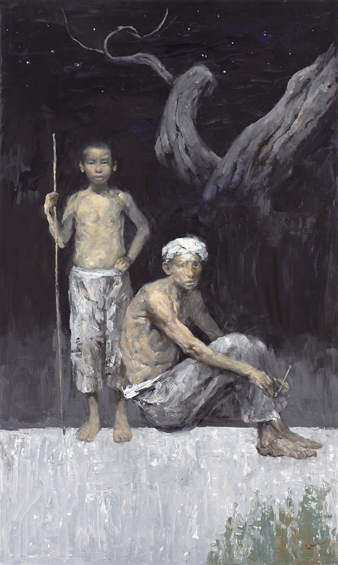 岑龍，《今夜星光燦爛》，油彩、畫布，200x120cm，2020。（涵藝術提供）