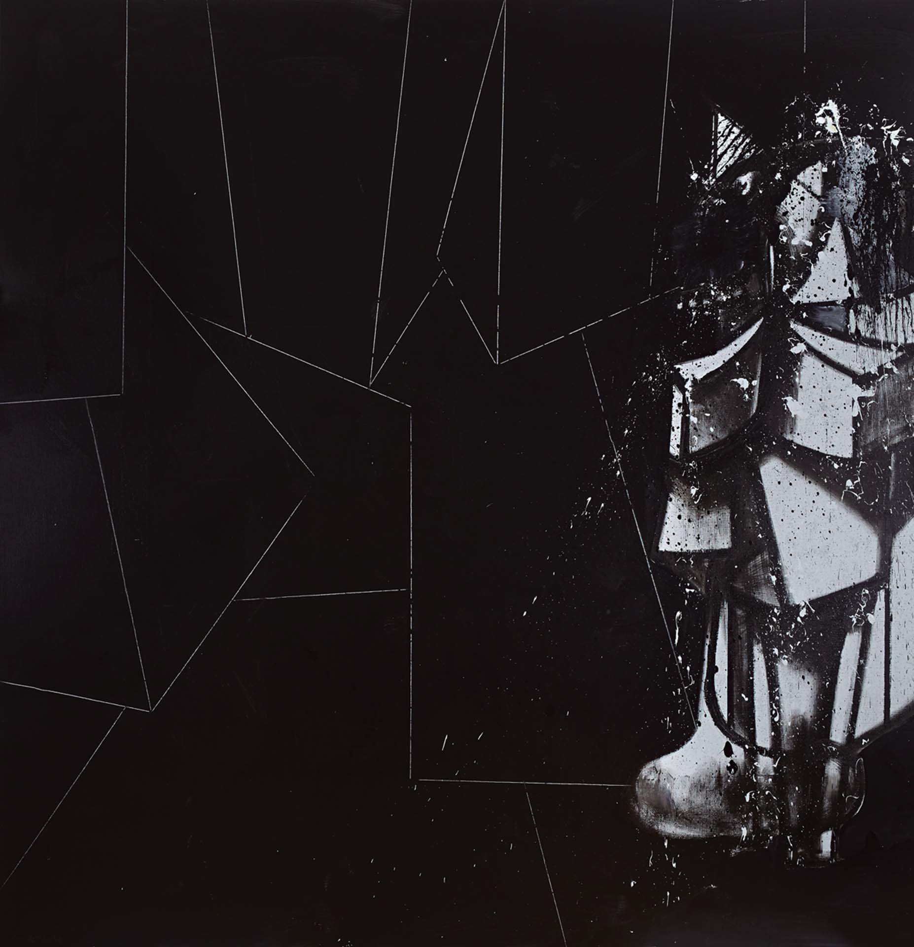 喬治．康多，《Inhuman Being》，油彩、麻布，208.3×213.4cm。（© George Condo， 攝影／Martin Parsekian）