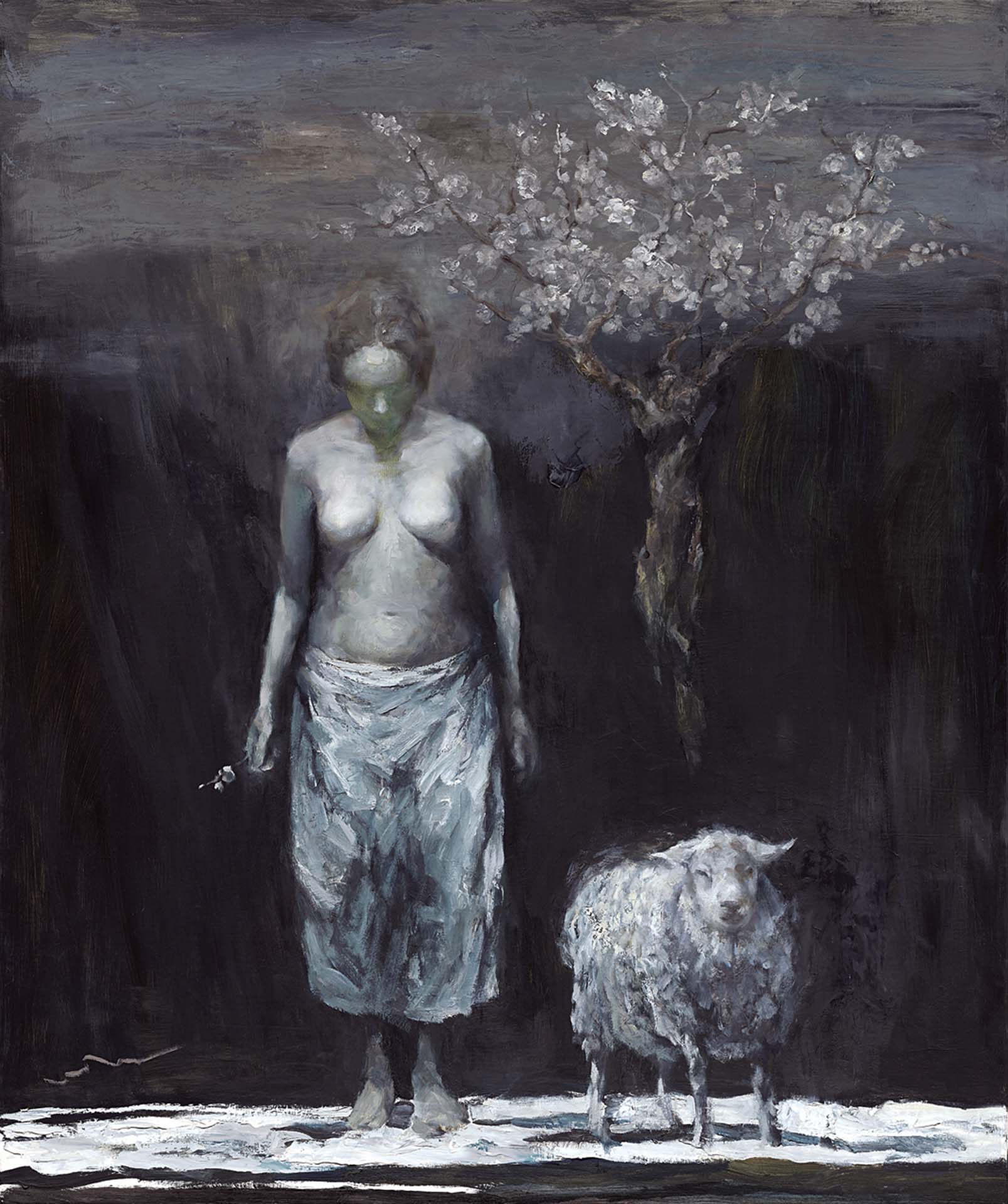 岑龍，《花落自有花開時》，油彩、畫布，120×100cm，2018。（涵藝術提供）