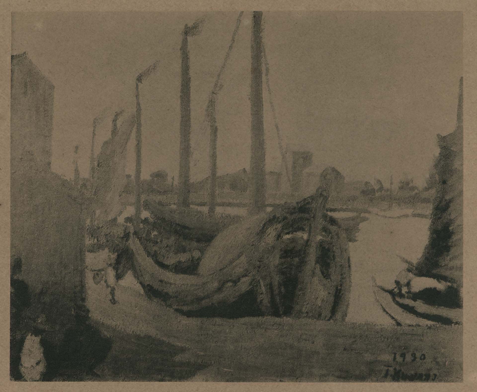 桑野龍吉，《碼頭》，1930，第四回臺展圖錄。