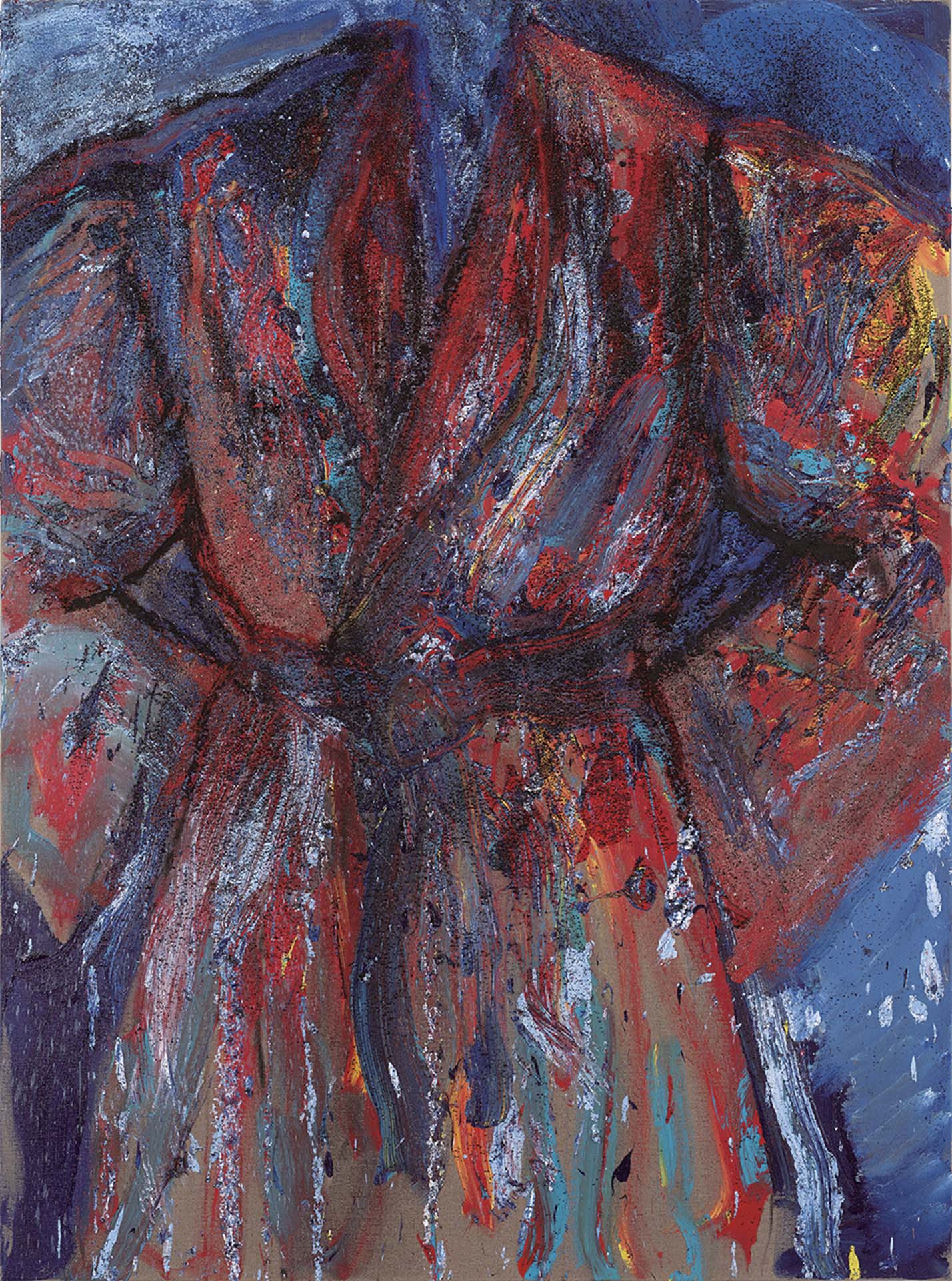 吉姆.戴恩,《This Brilliant Winter 》,壓克力、沙、亞麻,170×126cm,2021 。(©Courtesy of Galerie Templon,陳冠華提供)