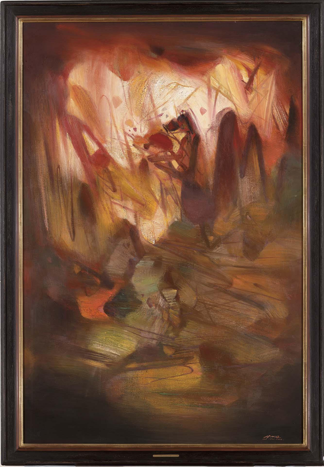 朱德群，《熾熱的愛》，油彩、畫布，195×130.2 cm，1978-1979年作，預估價HKD 28,000,000 – 40,000,000。（佳士得香港提供）