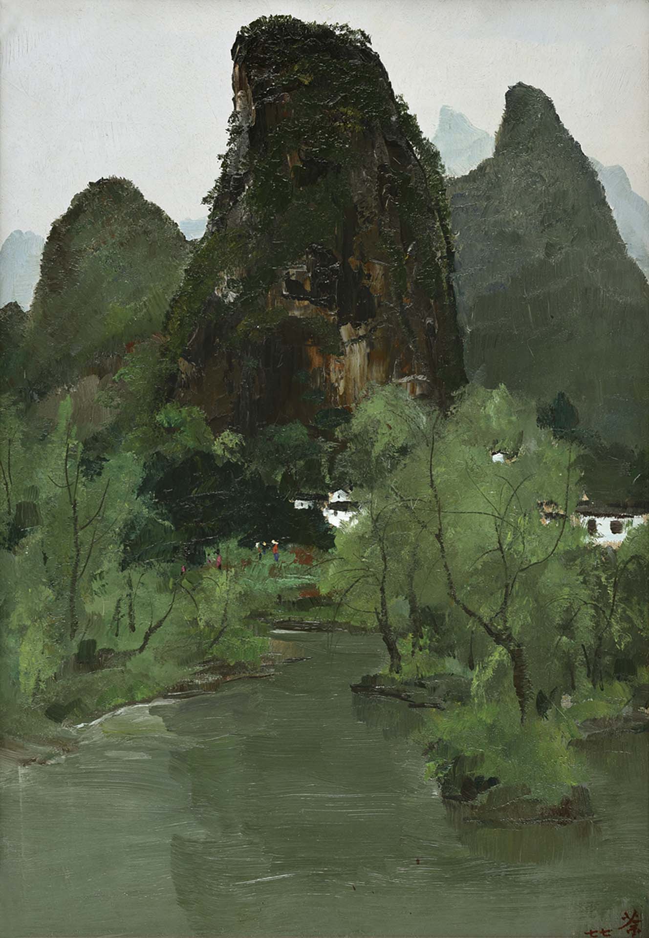 吳冠中，《灕江之濱 (一)》，油彩、木板，59.5×41.5 cm，1977， 預估價HKD 12,000,000-18,000,000。（佳士得香港提供）
