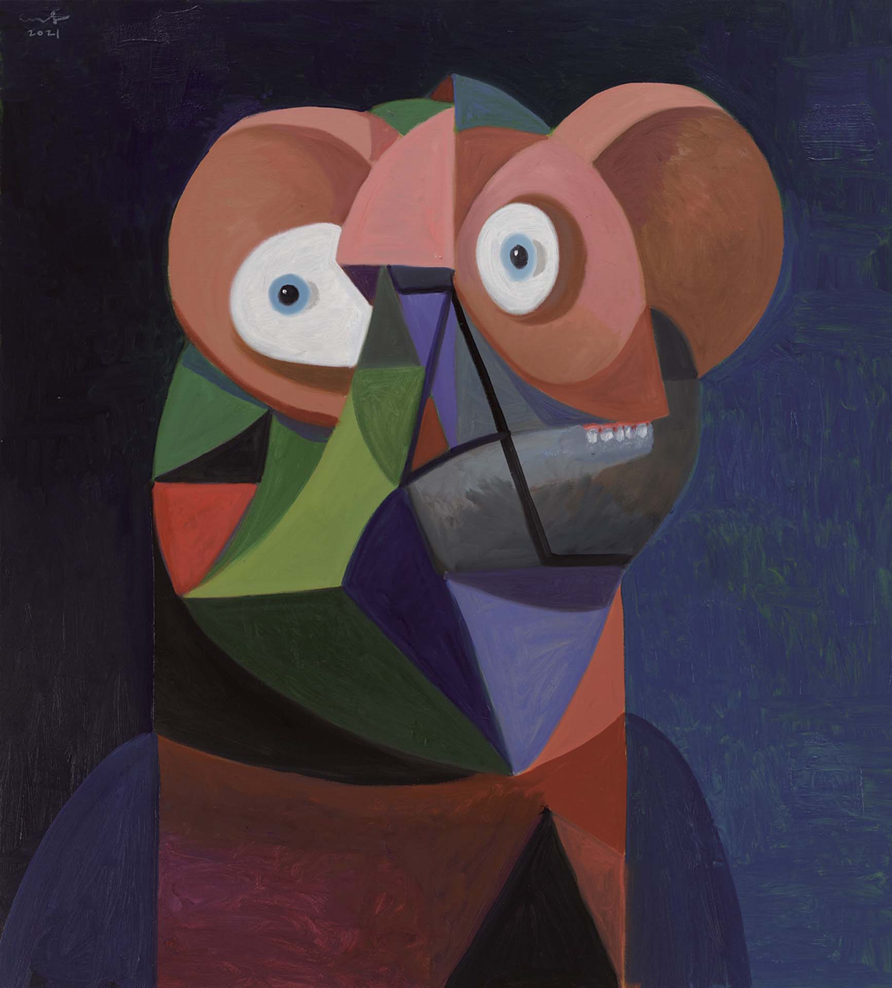喬治．康多，《Looking for a World》，油彩、麻布，121.9×101.6 cm。（© George Condo，攝影／Thomas Barratt，Courtesy the artist and Hauser &…
