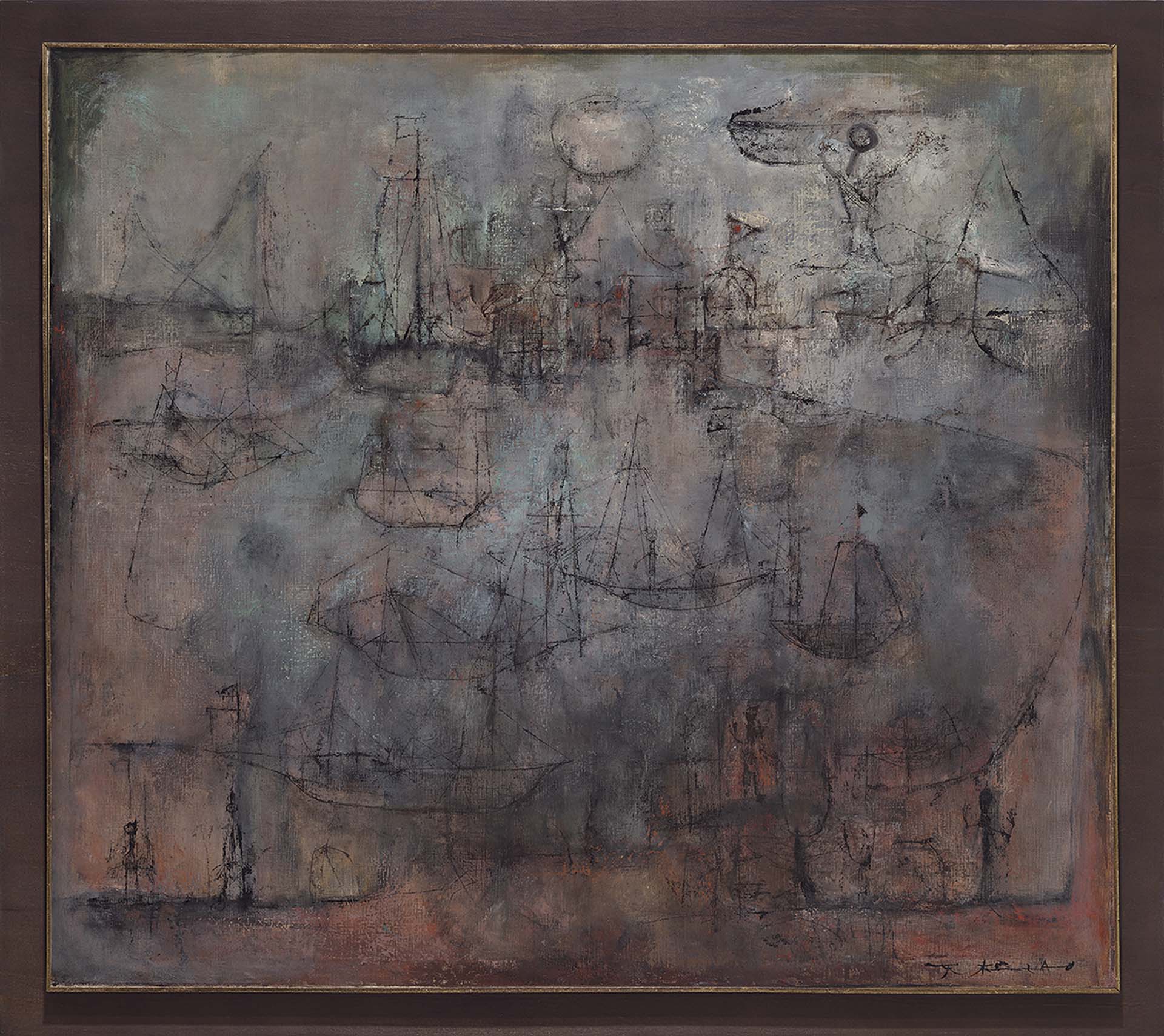 趙無極，《無題（月滿千帆）》，油彩、畫布，105×120 cm，1952，預估價HKD 35,000,000 – 55,000,000。（佳士得香港提供）