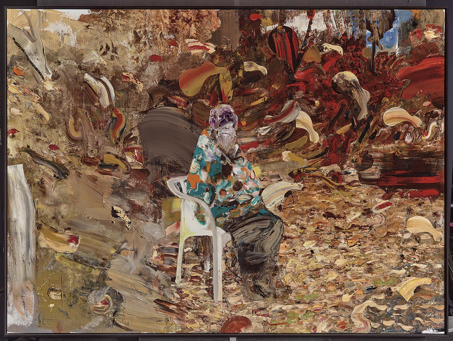 艾德里安．格尼，《75 歲的查爾斯．達爾文》，油彩、畫布，200×270 cm，2014，© Adrian Ghenie，預估價HKD32,000,000-48,000,000。（佳士得香港提供）