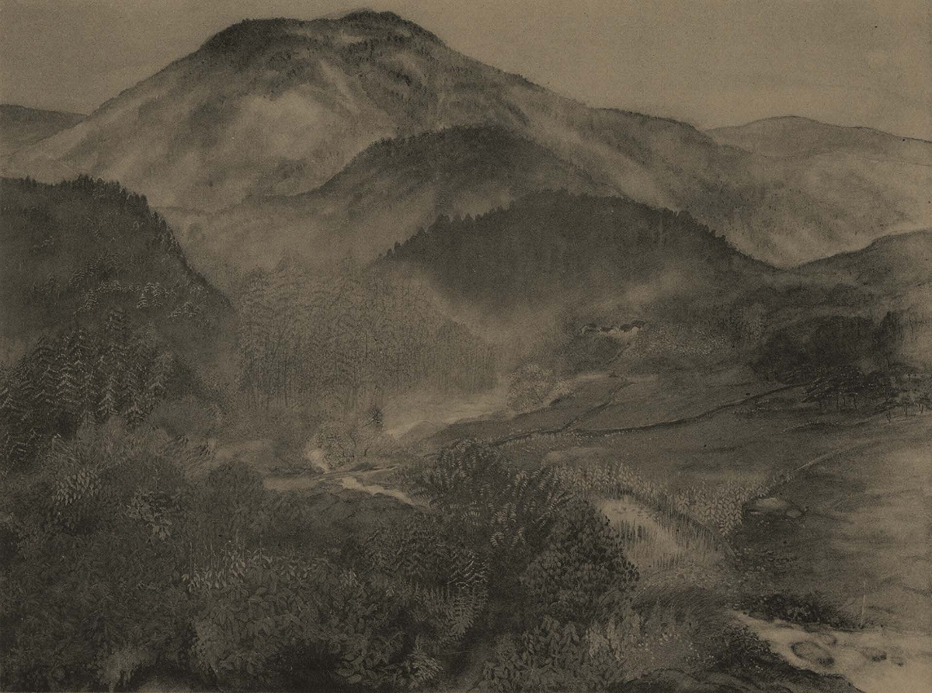 吳梅嶺，《新岩路》，1930，第四回臺灣美術展覽會。