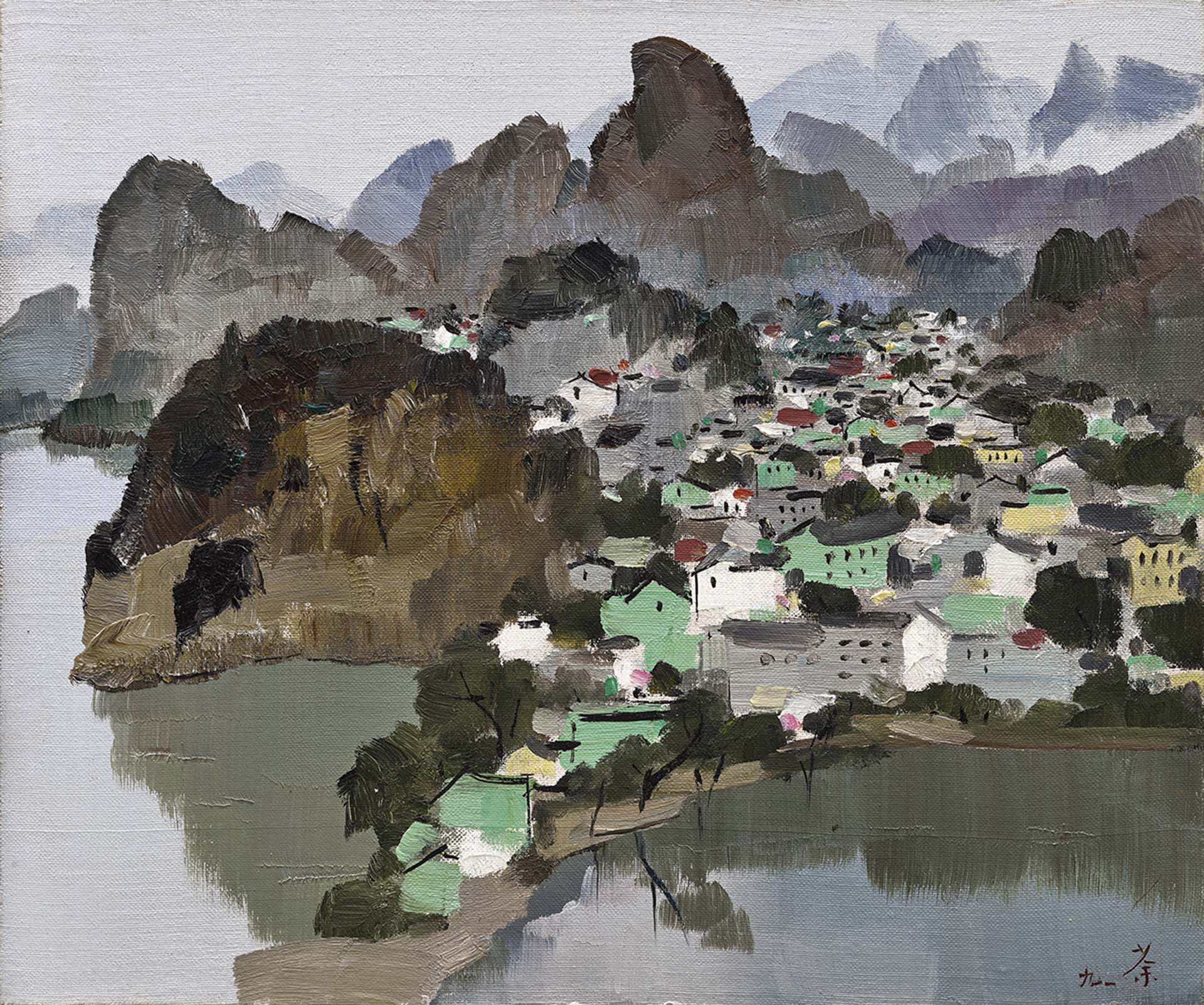吳冠中，《桂林》，油彩、畫布，44×53 cm，1991，估價15,000,000–25,000,000港元。（保利拍賣與富藝斯提供）