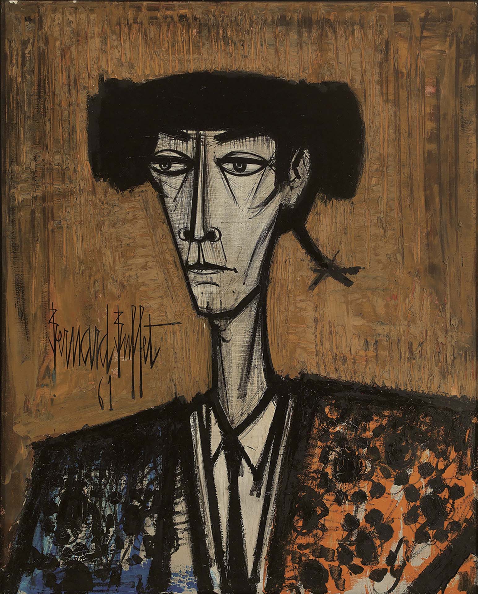 貝爾納．畢費，《鬥牛士》，油彩、畫布，100×81 cm 1961。（羅芙奧提供）