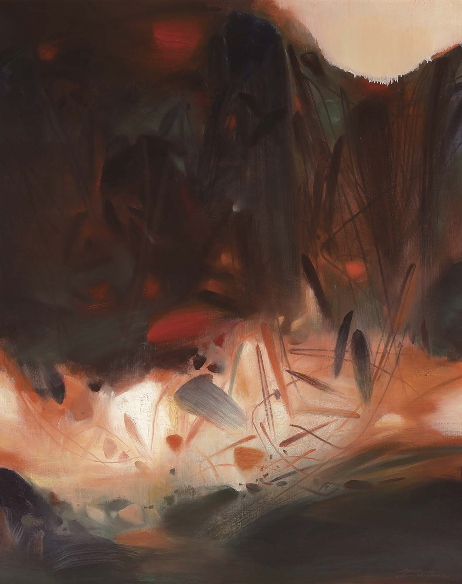 朱德群，《幻化的地平線》，油彩、畫布，157×128 cm，1989。（羅芙奧提供）