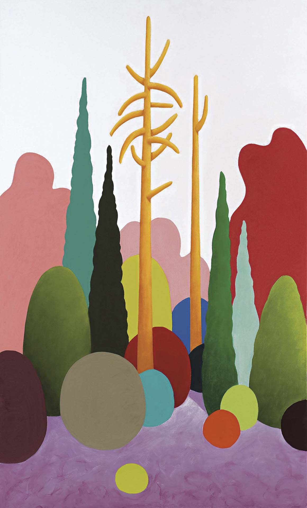 尼古拉斯．派帝，《Landscape》，粉彩、畫布，200×120cm，2015。（梵藝術私人美術館提供）