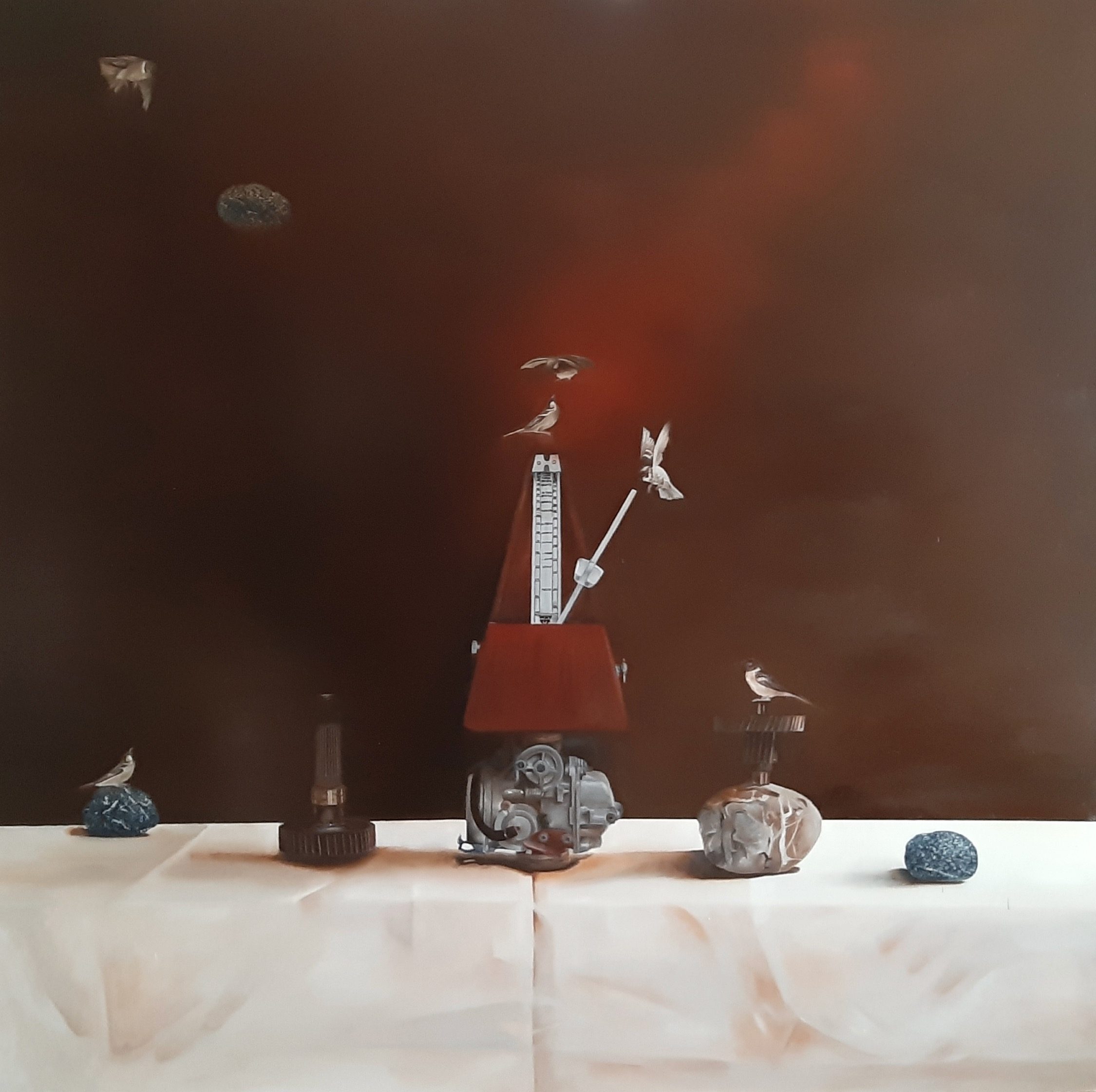 陳志華《機械式介入 III》油畫，120×120 cm，2020。（國立高雄科技大學提供）