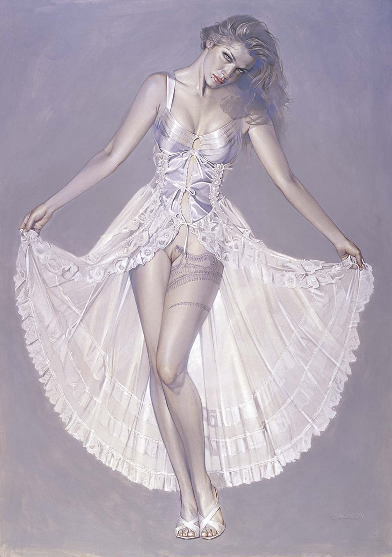 空山基,《Untitled》,壓克力、畫板,72.8 x 51.5 cm。(也趣藝廊提供)