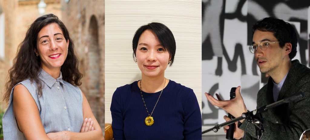 第13屆台北雙年展策展團隊：莉姆．夏迪德（Reem Shadid）、周安曼（Freya Chou）及穆柏安（Brian Kuan Wood）（左至右）。圖像由北美館提供。_ The 13th Taipei Biennial’s curato…