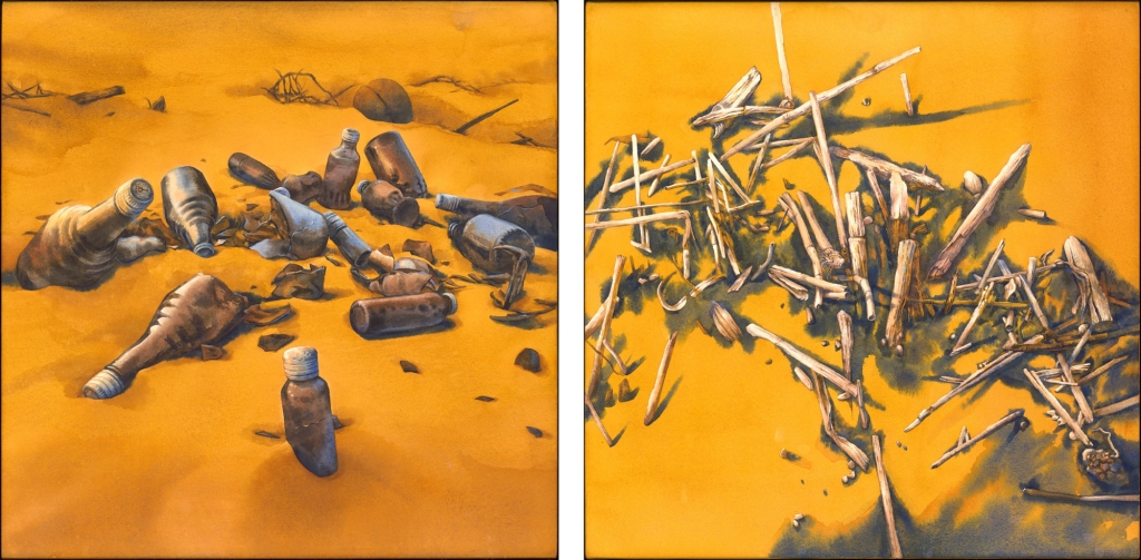 呂宗憲 ，《帶著玻璃心漂流著》，水彩，60x120cm，2020。（國立新竹生活美學館提供）