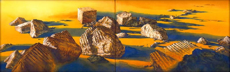呂宗憲，《無盡的邊界4》，水彩，45×140cm，2023。（國立新竹生活美學館提供）
