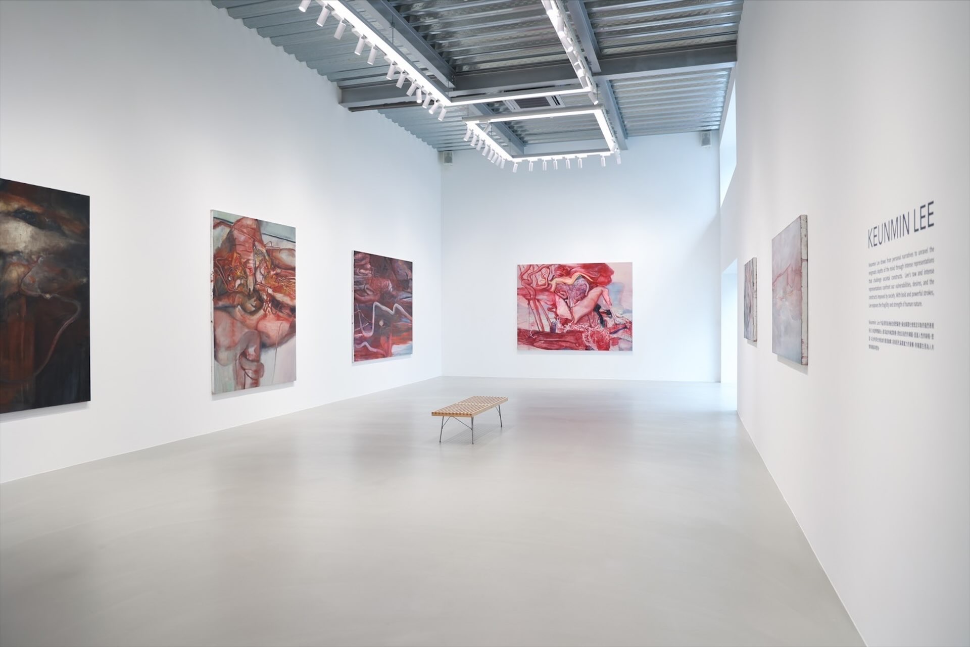李根民在此次雙個展中主要帶來「Flesh Construction」與「Psychiatrist’s Head」兩個系列新作,以及在這兩個系列之外的部分作品。圖為李根民作品於「Embodied Depths 」展場。(DOPENESS Ar…