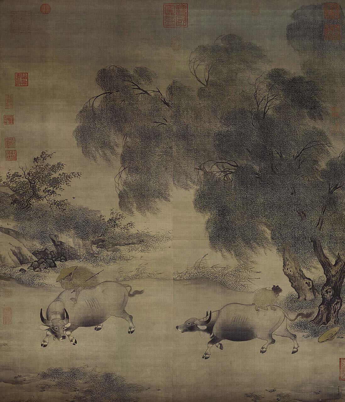 南宋李迪《風雨歸牧圖》。（國立故宮博物院典藏）
