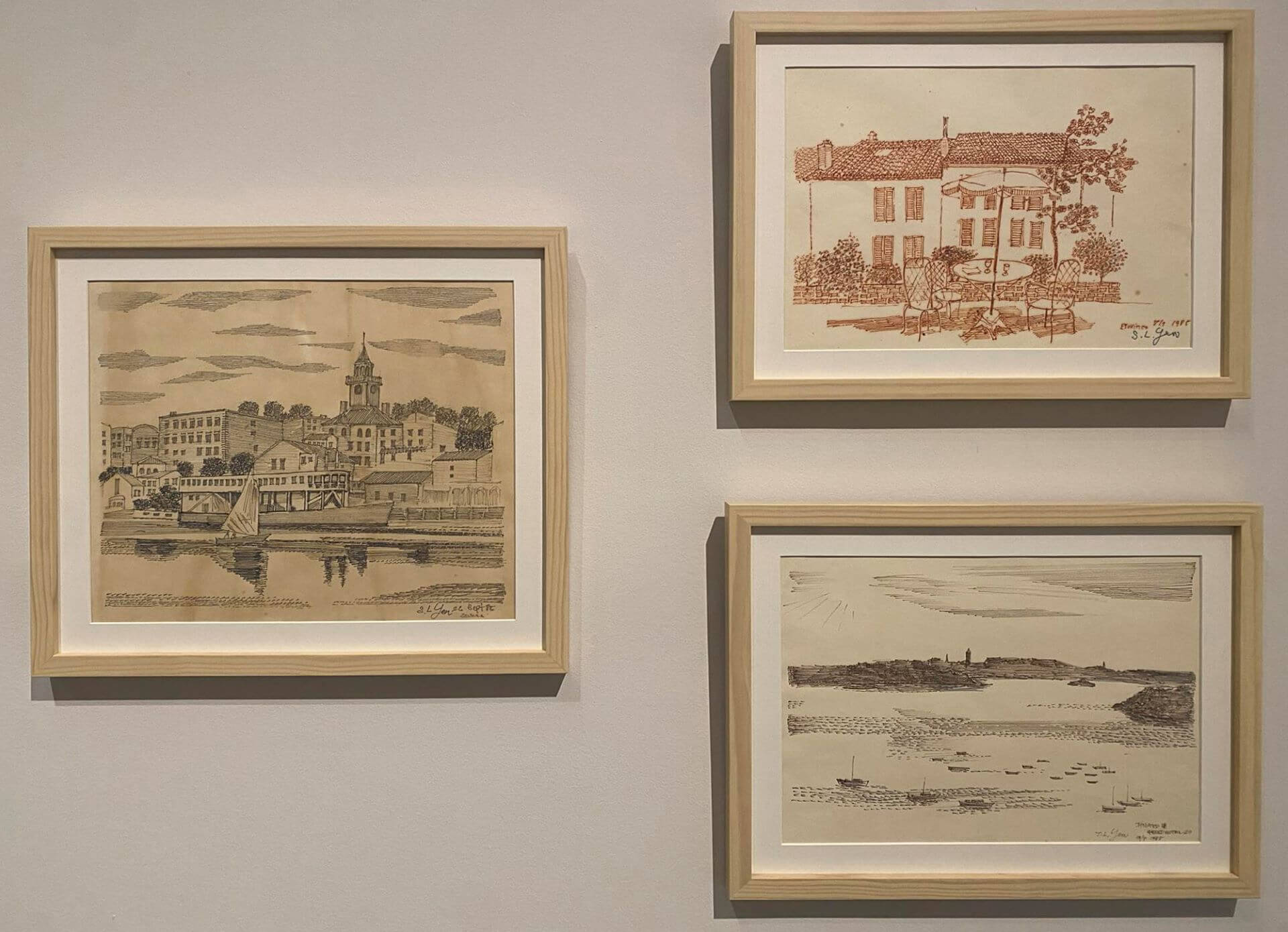 南美館「臺南囡仔顏水龍──從臺灣出發展望世界的藝術」展出顏水龍的風景速寫。（攝影／劉錡豫）