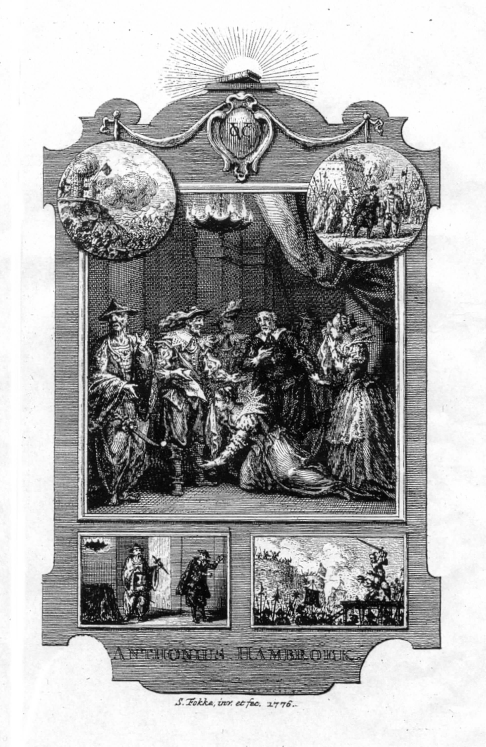 荷蘭 諾姆茲（Joannes Nomsz），《福爾摩沙圍城記》，1776年的卷首插圖。（圖片源自：Universiteit Leiden）