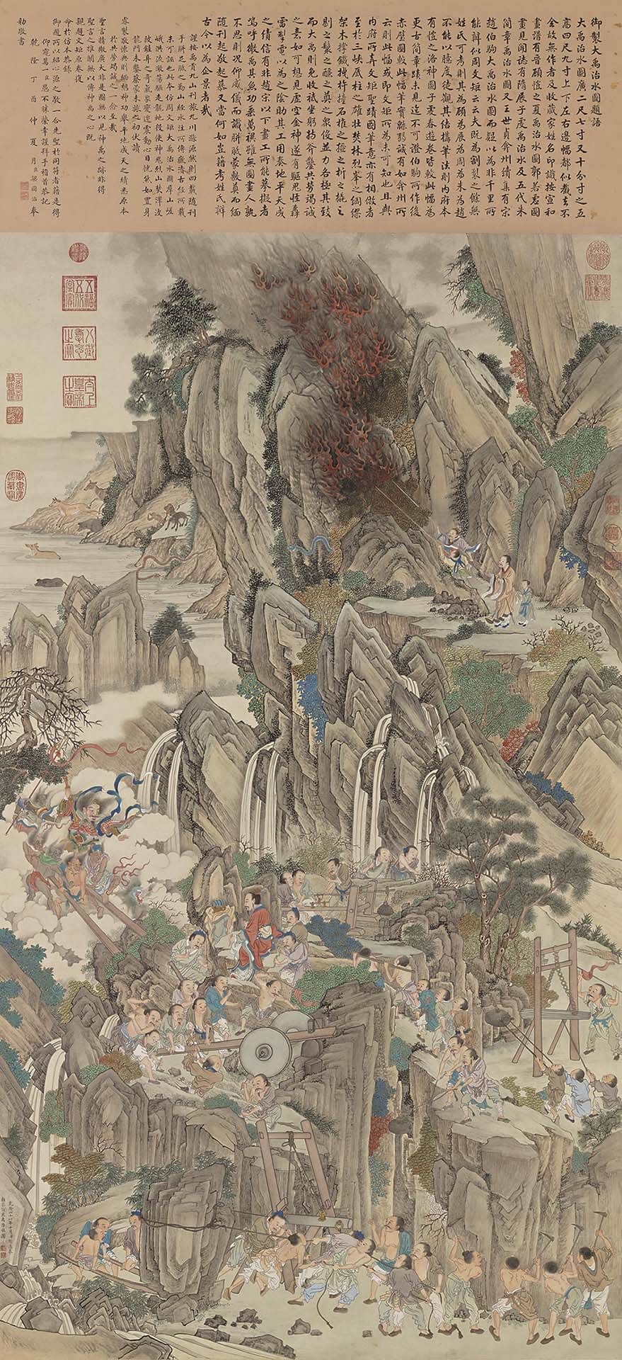 清 謝遂〈仿唐人大禹治水圖〉，160.7×89.8公分，國立故宮博物院藏。©國立故宮博物院Open Data