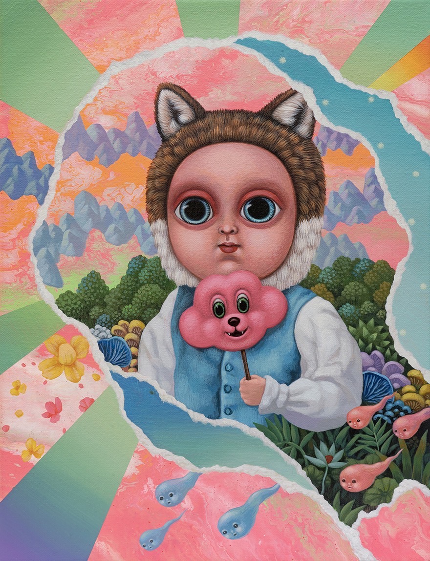 張嘉穎，《狼少女》，35x27cm&nbsp;，壓克力、畫布，2023。（采泥藝術提供）