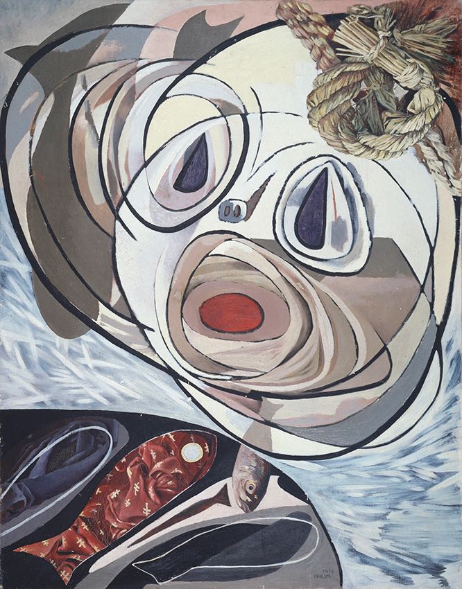 桂YUKI《人與魚（Man and Fish）》描繪了日本鮪漁船福龍丸在比基尼環礁受到美國核彈試爆波及的苦難。©森美術館