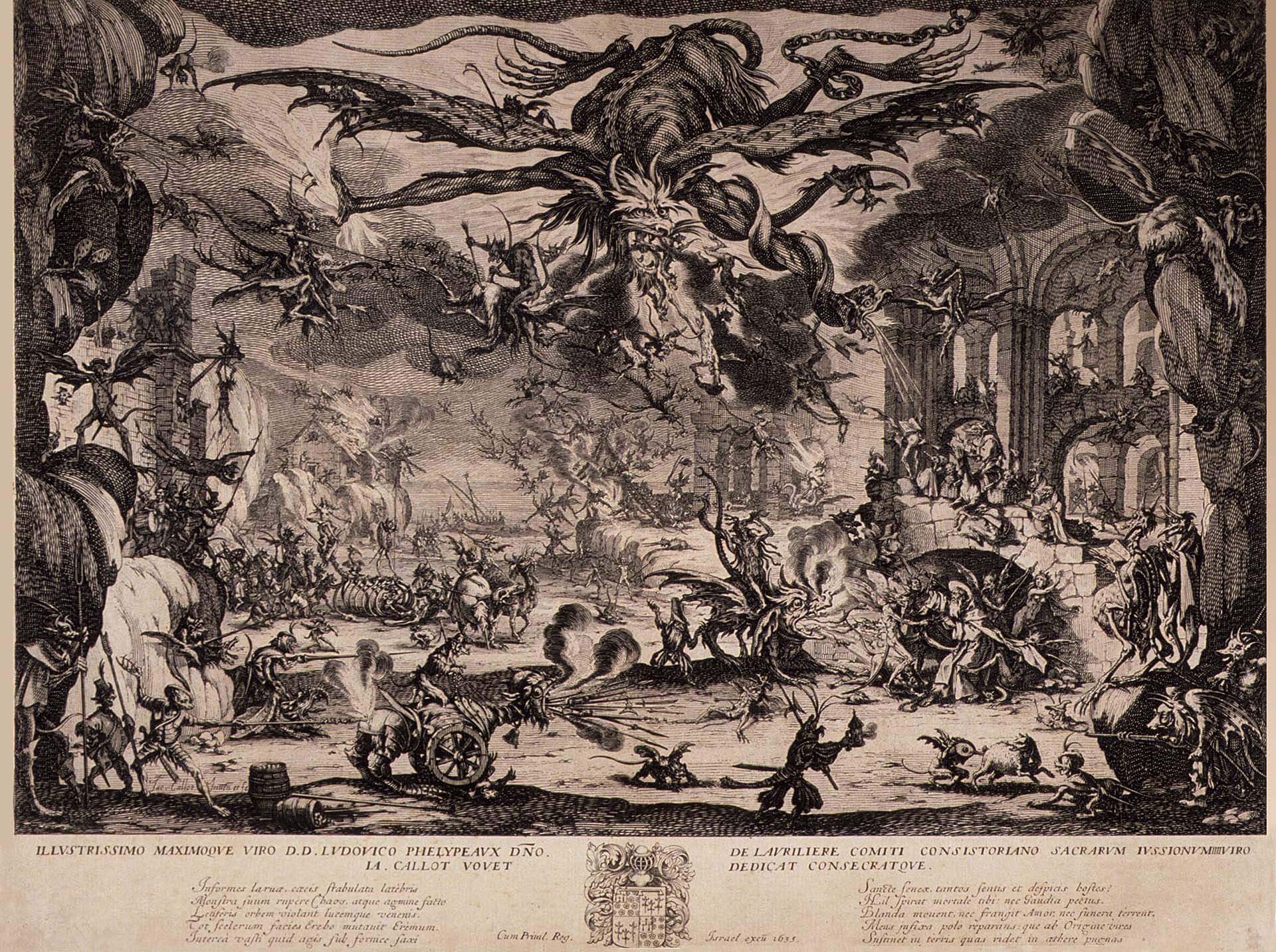 圖8 法國 Jacques Callot 1635年作〈聖安東尼的誘惑〉，銅版畫，35.5×46.6公分，The Charles M. Lea舊藏，費城藝術博物館藏。
