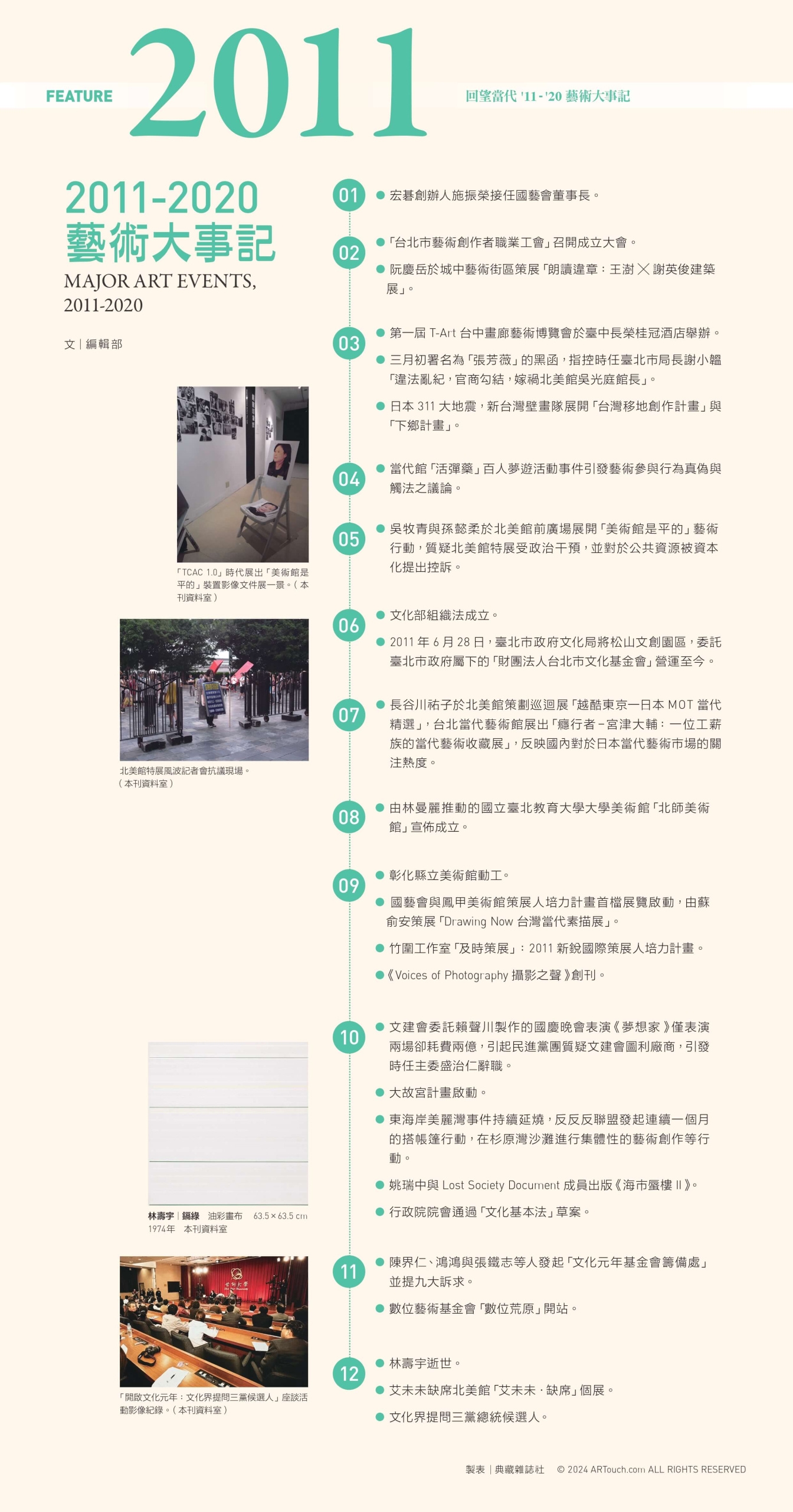 2011年藝術大事記。（製表｜ 典藏雜誌社 © 2024 ARTouch.com ALL RIGHTS RESERVED）