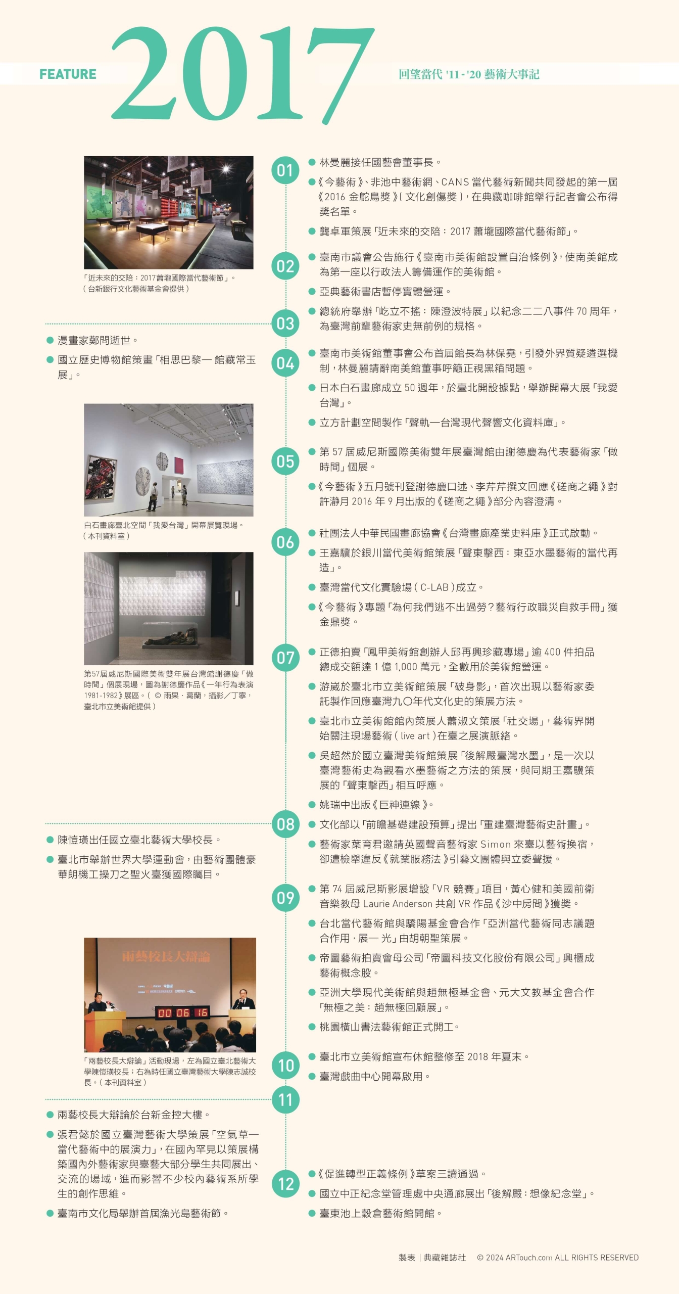 2017年藝術大事記。（製表｜ 典藏雜誌社 © 2024 ARTouch.com ALL RIGHTS RESERVED）