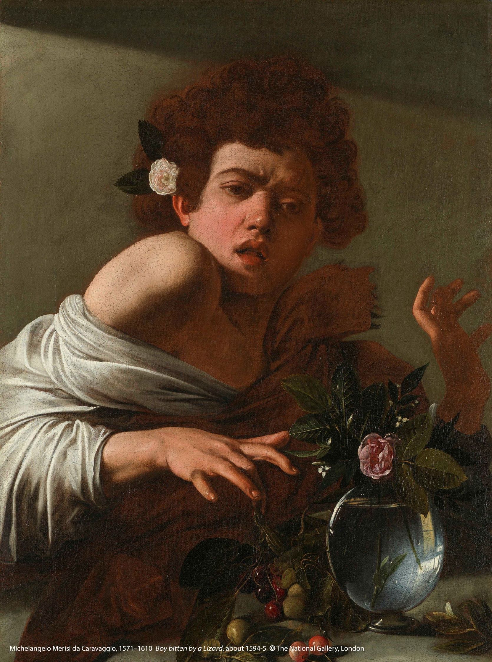 米開朗基羅．梅里西．達．卡拉瓦喬（1571-1610）作品〈被蜥蜴咬傷的男孩〉，約1594-1595年創作。圖片版權：英國國家藝廊