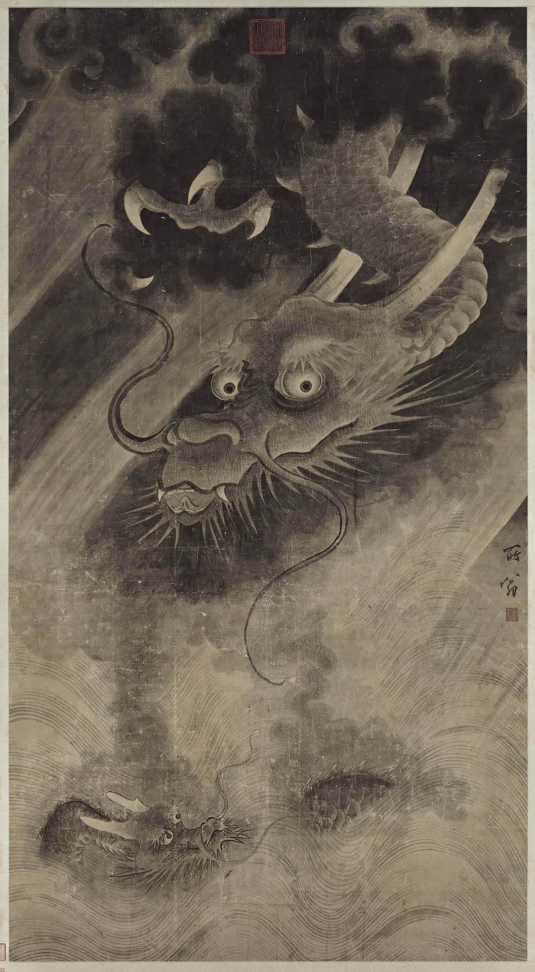 圖1 傳宋 陳容〈神龍沛雨圖〉，絹本水墨，210.5×114.6公分，國立故宮博物院藏。